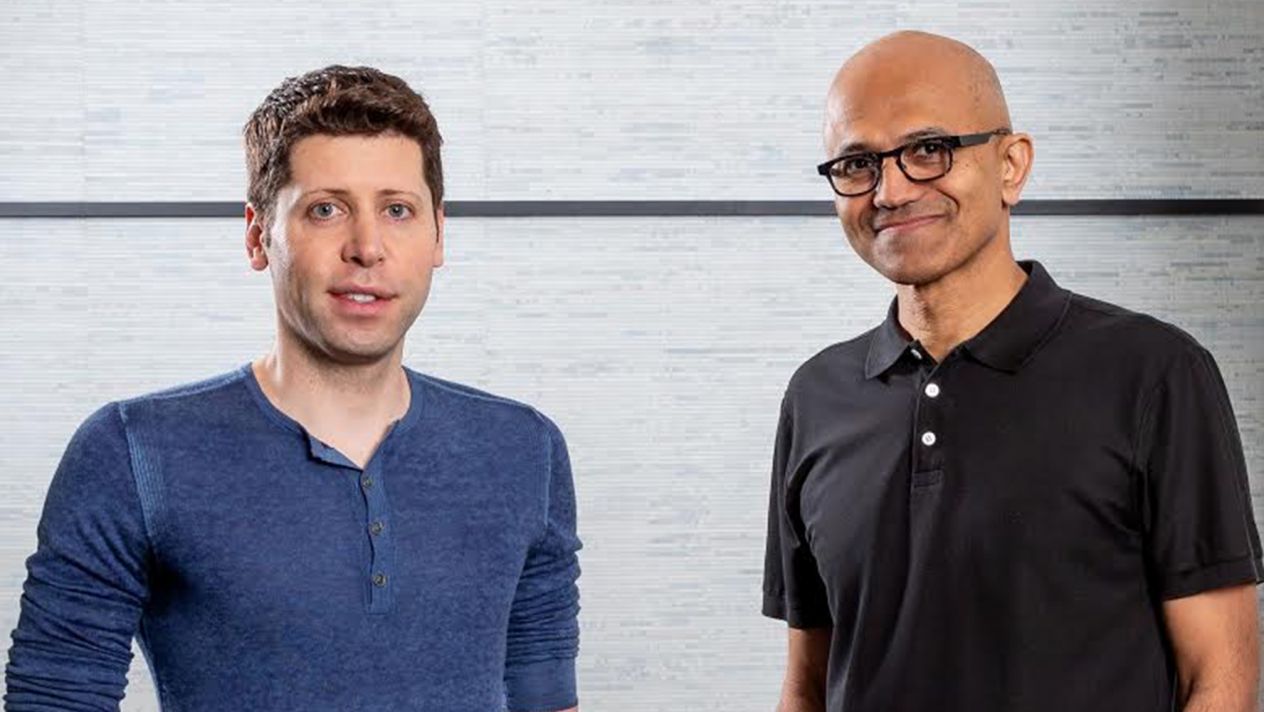 Sam Altman (CEO, OpenIA) e Satya Nadella (CEO, Microsoft) - Foto de divulgação Microsoft