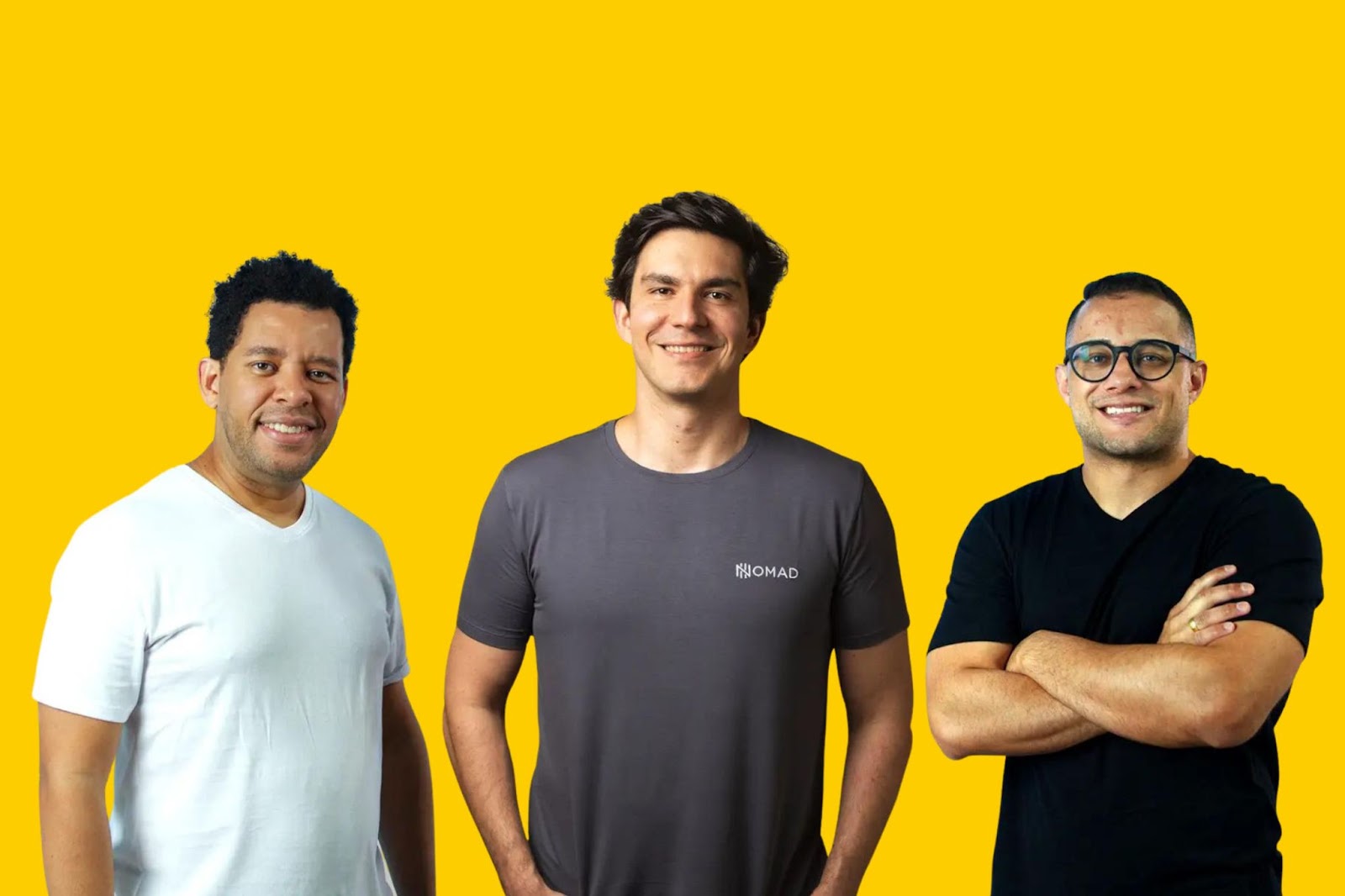 Tiago Santos, CEO e cofundador da Husky; Lucas Vargas, CEO da Nomad; Mauricio Carvalho, CTO e cofundador da Husky. Foto: Divulgação.