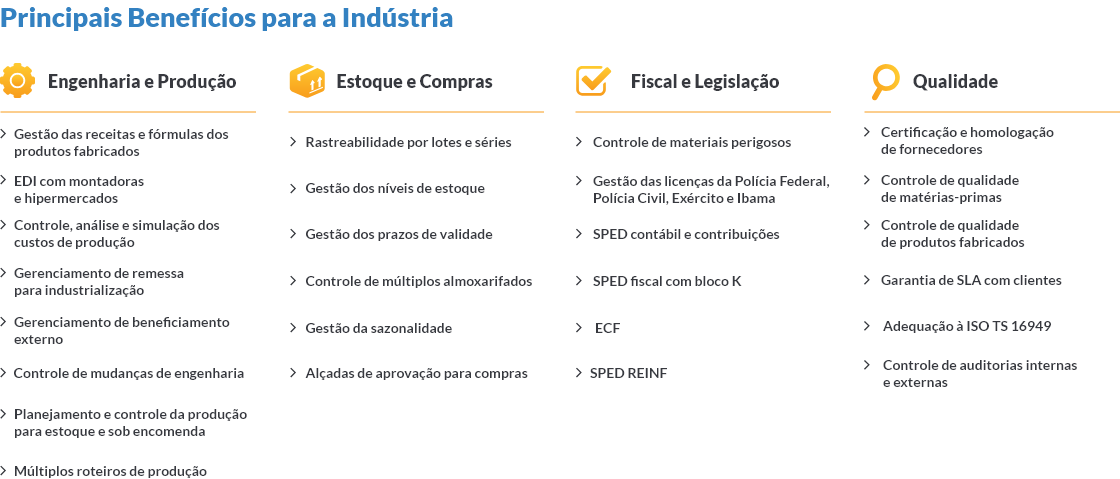 benefícios para indústria